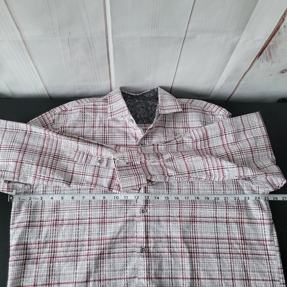 Taso Elba Men’s XL Button Front 100% Textured Cotton Long Sleeve Shirt, EUC - Picture 10 of 11